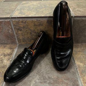 Ferragamo Penny Loafers Black Leather Men's Dress Slip-on Shoes 9D